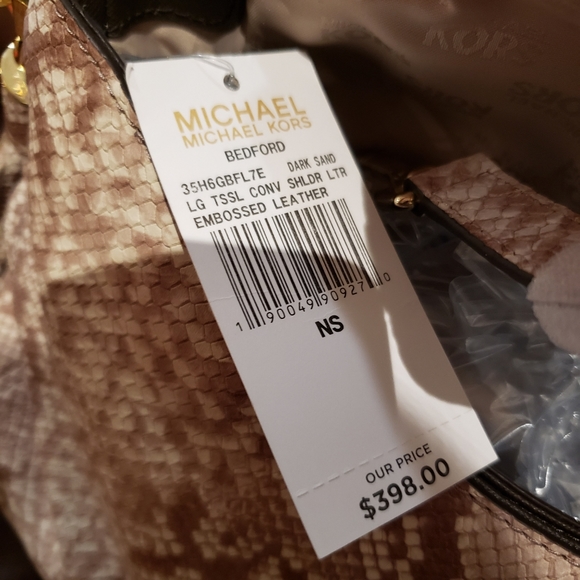 Michael Kors NWT Bedford Embossed Leather Satchel - Picture 10 of 11